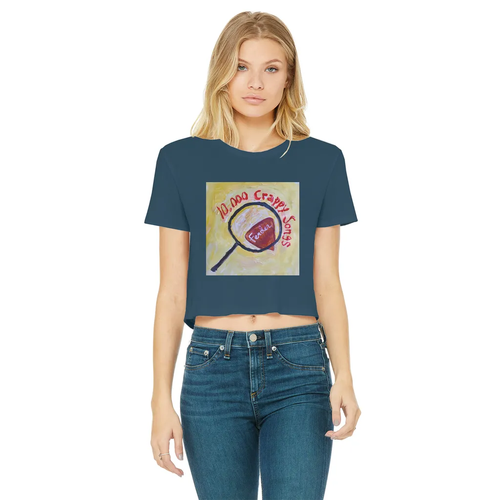 10,000 Crappy Songs Classic Women's Cropped Raw Edge T-Shirt