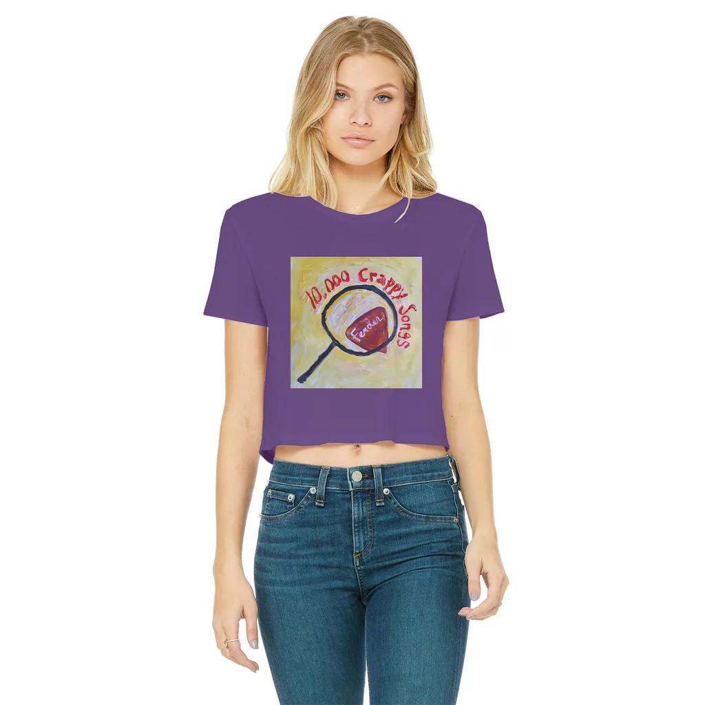 10,000 Crappy Songs Classic Women's Cropped Raw Edge T-Shirt