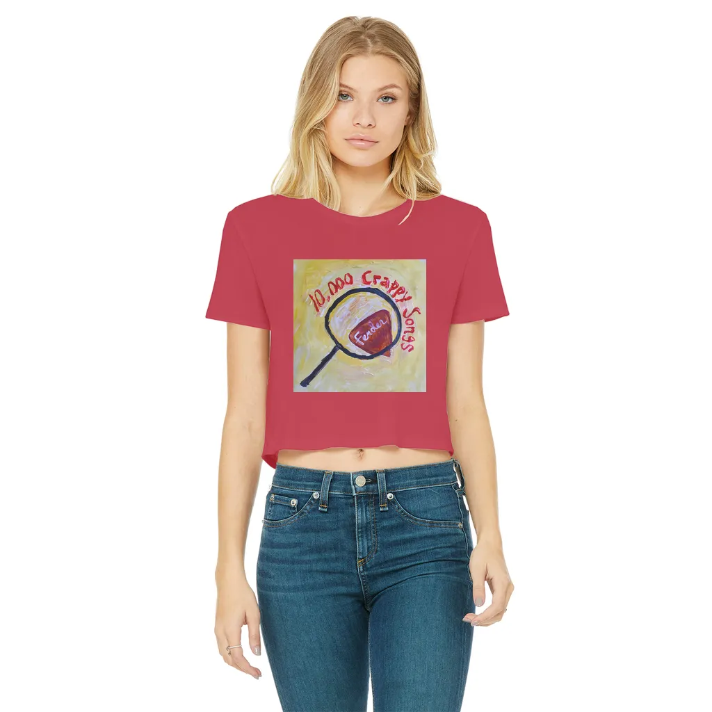10,000 Crappy Songs Classic Women's Cropped Raw Edge T-Shirt