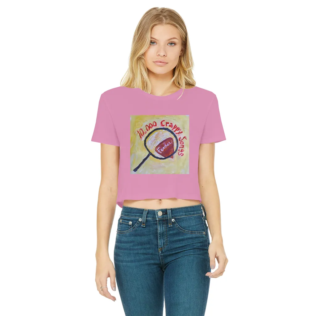 10,000 Crappy Songs Classic Women's Cropped Raw Edge T-Shirt