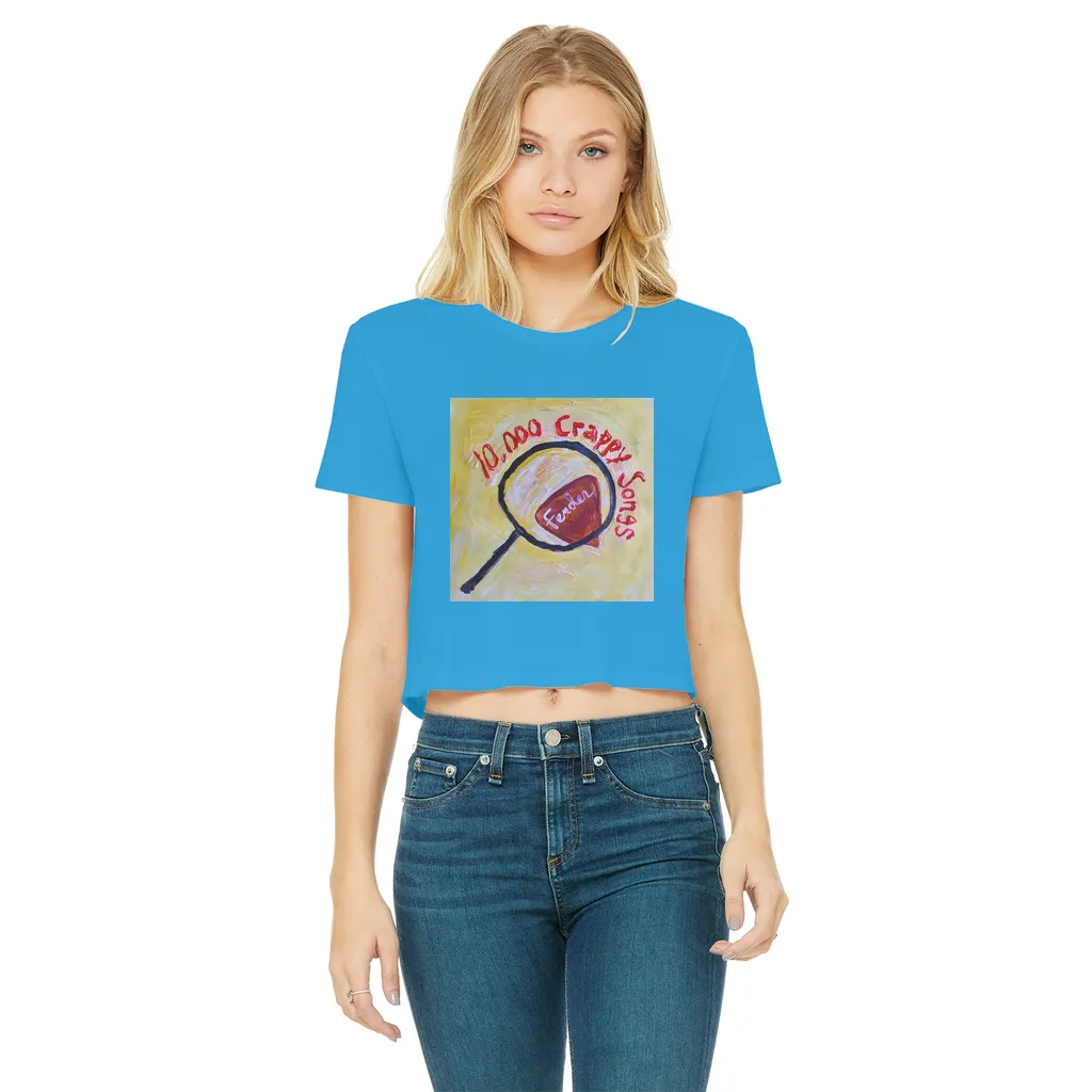 10,000 Crappy Songs Classic Women's Cropped Raw Edge T-Shirt