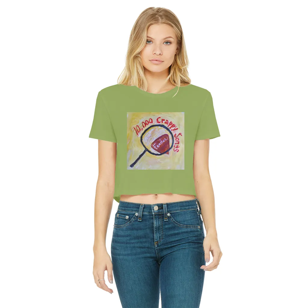 10,000 Crappy Songs Classic Women's Cropped Raw Edge T-Shirt