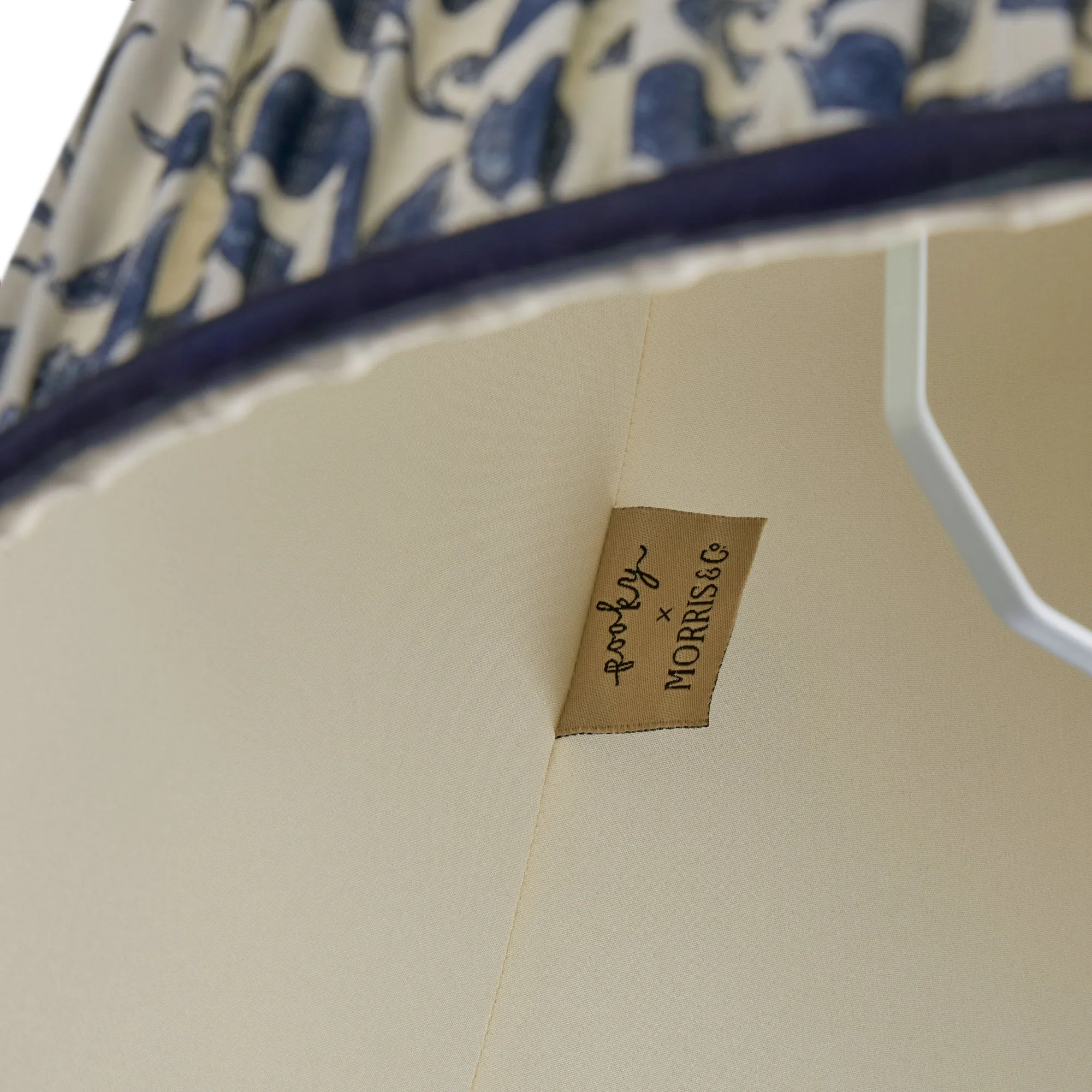 14cm tall tapered shade in indigo Rosehip linen by Morris & Co.