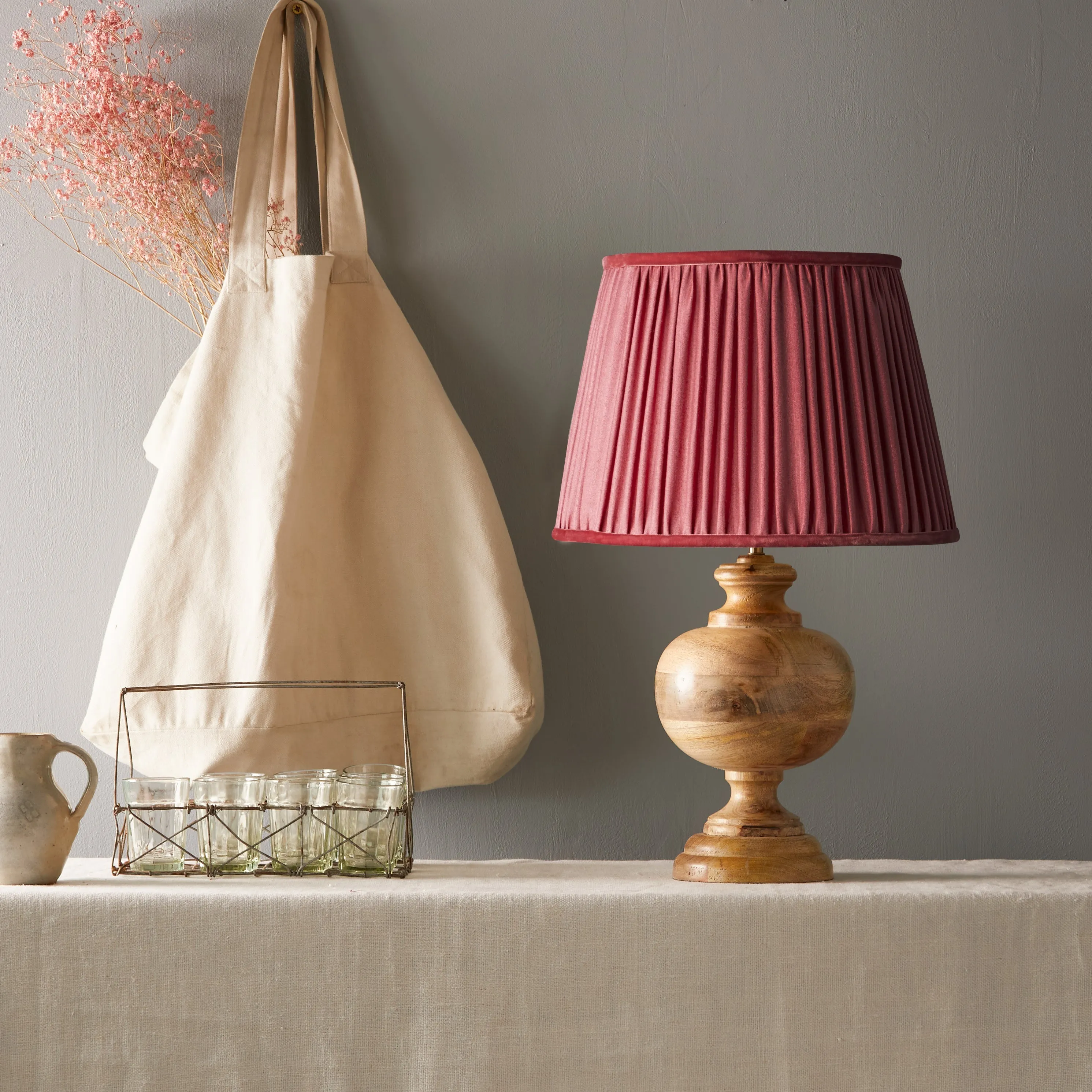 25cm empire shade in currant silk with velvet tape