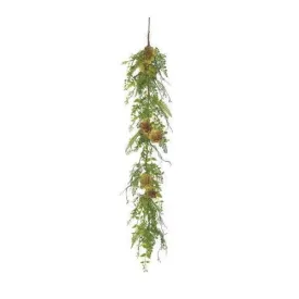 5' Green and Burgundy Red Artificial Succulent Plant and Mixed Fern Garland