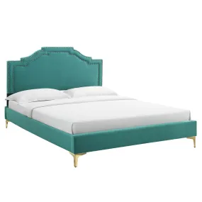 Adelaide Performance Velvet Queen Platform Bed By Modway - MOD-6580 - Teal