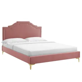 Adelaide Performance Velvet Twin Platform Bed By Modway - MOD-6850 - Dusty Rose