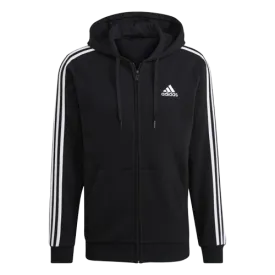 Adidas Essentials Fleece 3-Stripes Full-Zip Hoodie - Mens - Black
