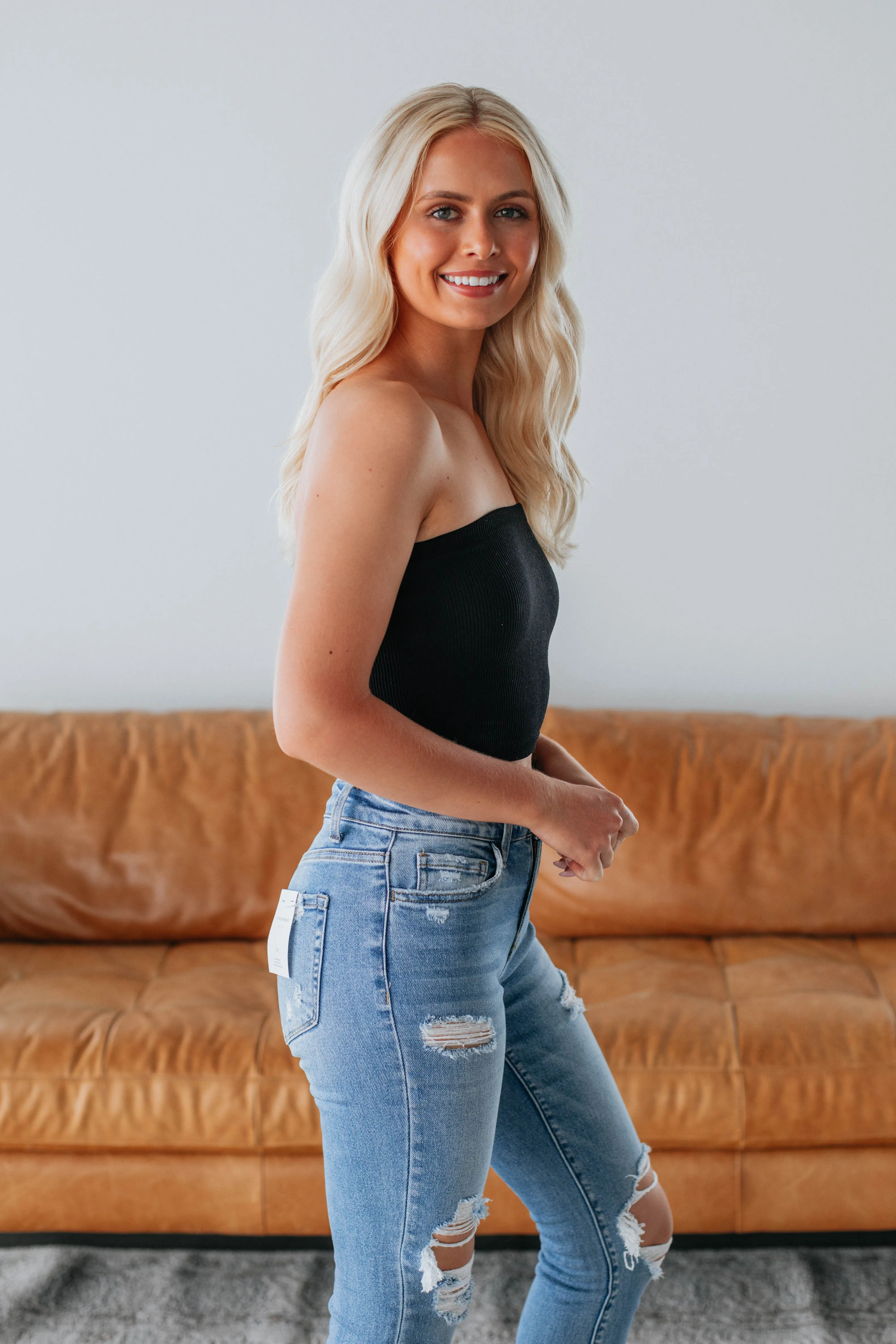 Alexa Ribbed Top - Black