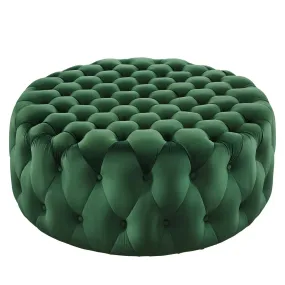 Amour Tufted Button Large Round Performance Velvet Ottoman By Modway - EEI-5469 - Emerald