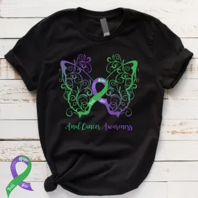 Anal Cancer Awareness Filigree Butterfly T-Shirt (Several Colors Available)