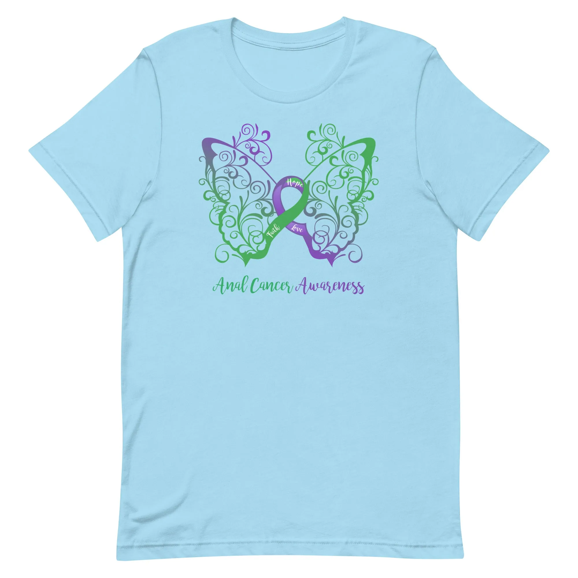 Anal Cancer Awareness Filigree Butterfly T-Shirt (Several Colors Available)