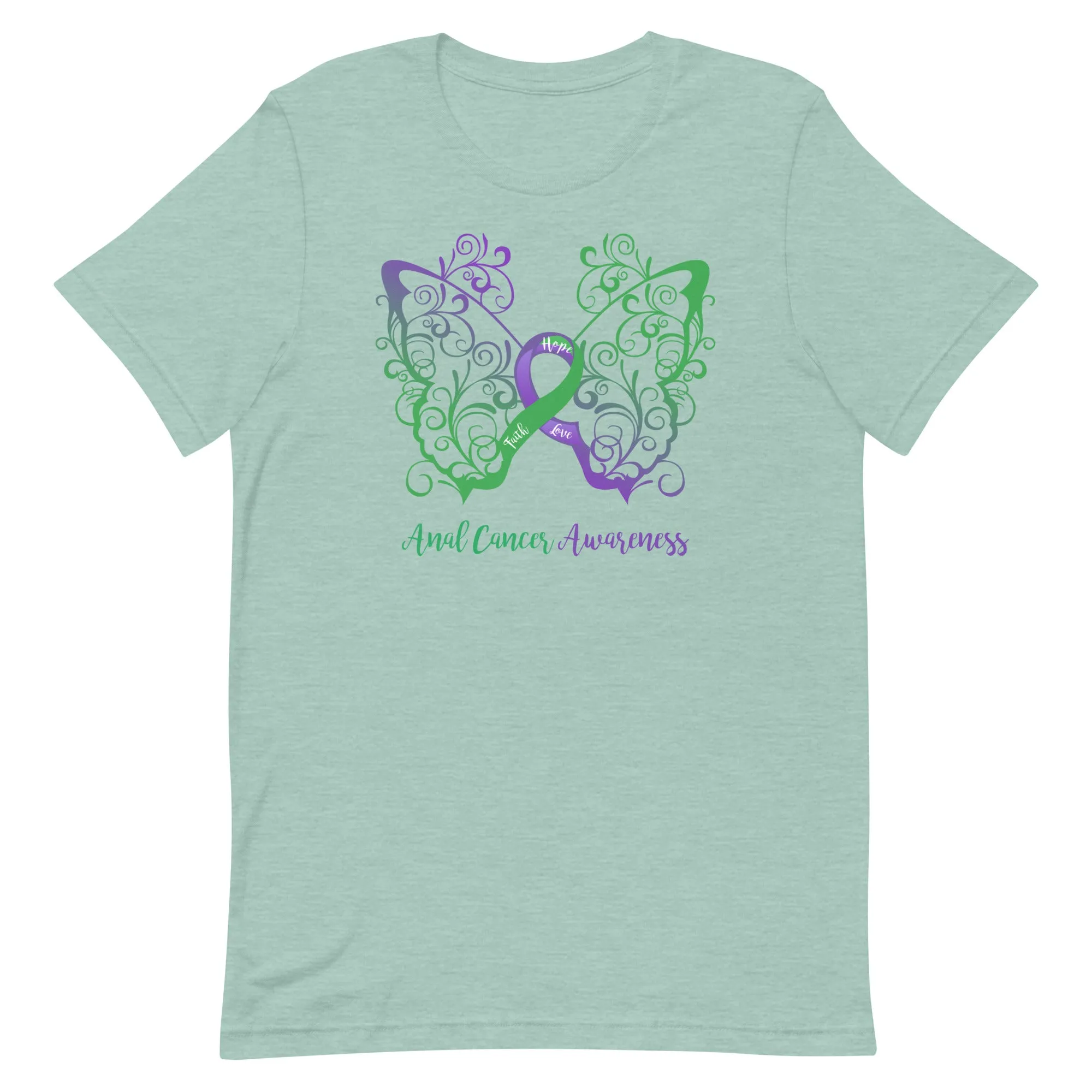 Anal Cancer Awareness Filigree Butterfly T-Shirt (Several Colors Available)