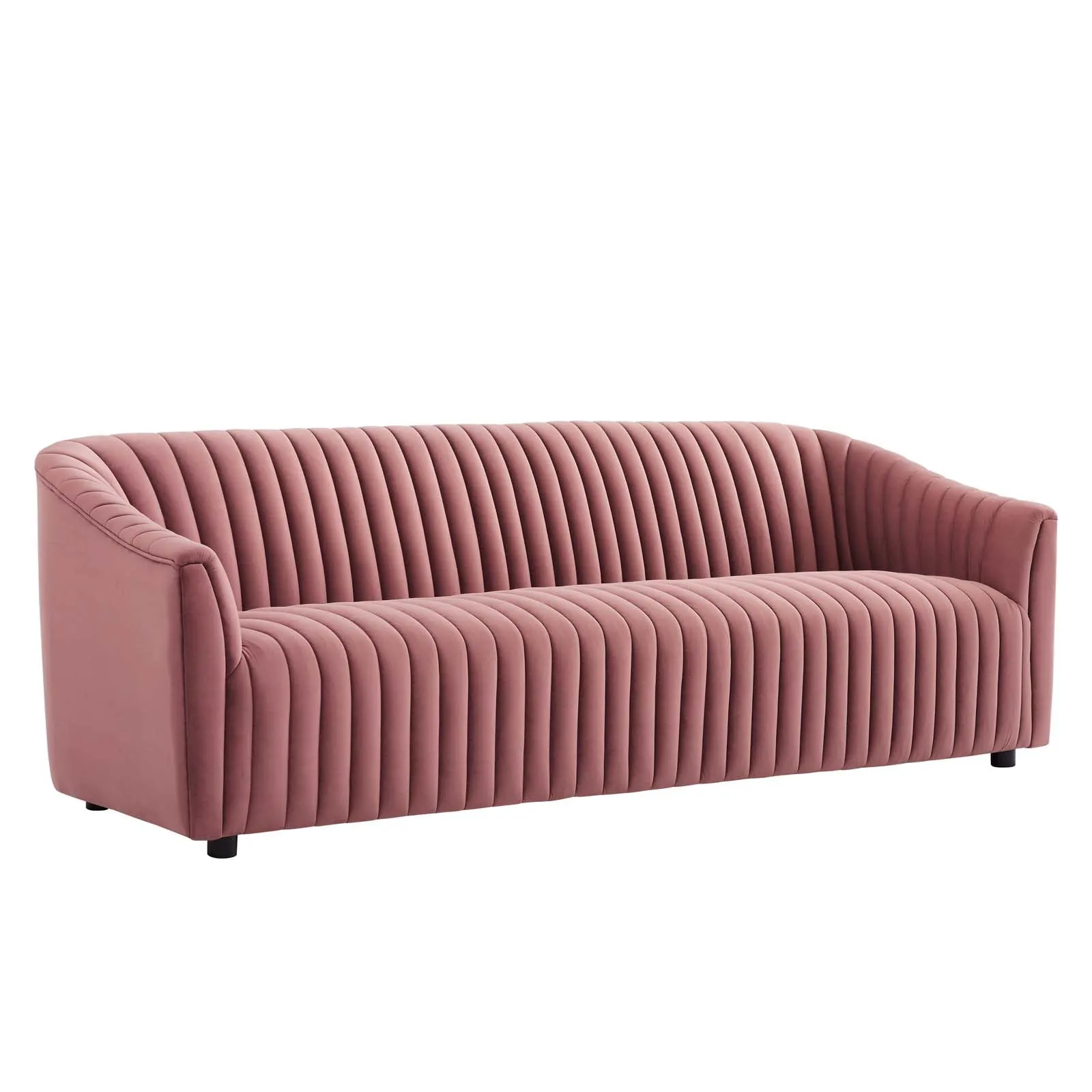 Announce Performance Velvet Channel Tufted Sofa By Modway - EEI-5053 - Dusty Rose