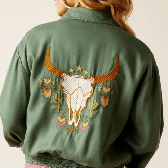 Ariat Womens Edgerton Skull Jacket in Duck Green - 10048624