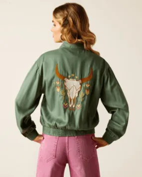 Ariat Womens Edgerton Skull Jacket in Duck Green - 10048624