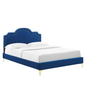 Aviana Performance Velvet Twin Bed By Modway - MOD-6789 - Navy