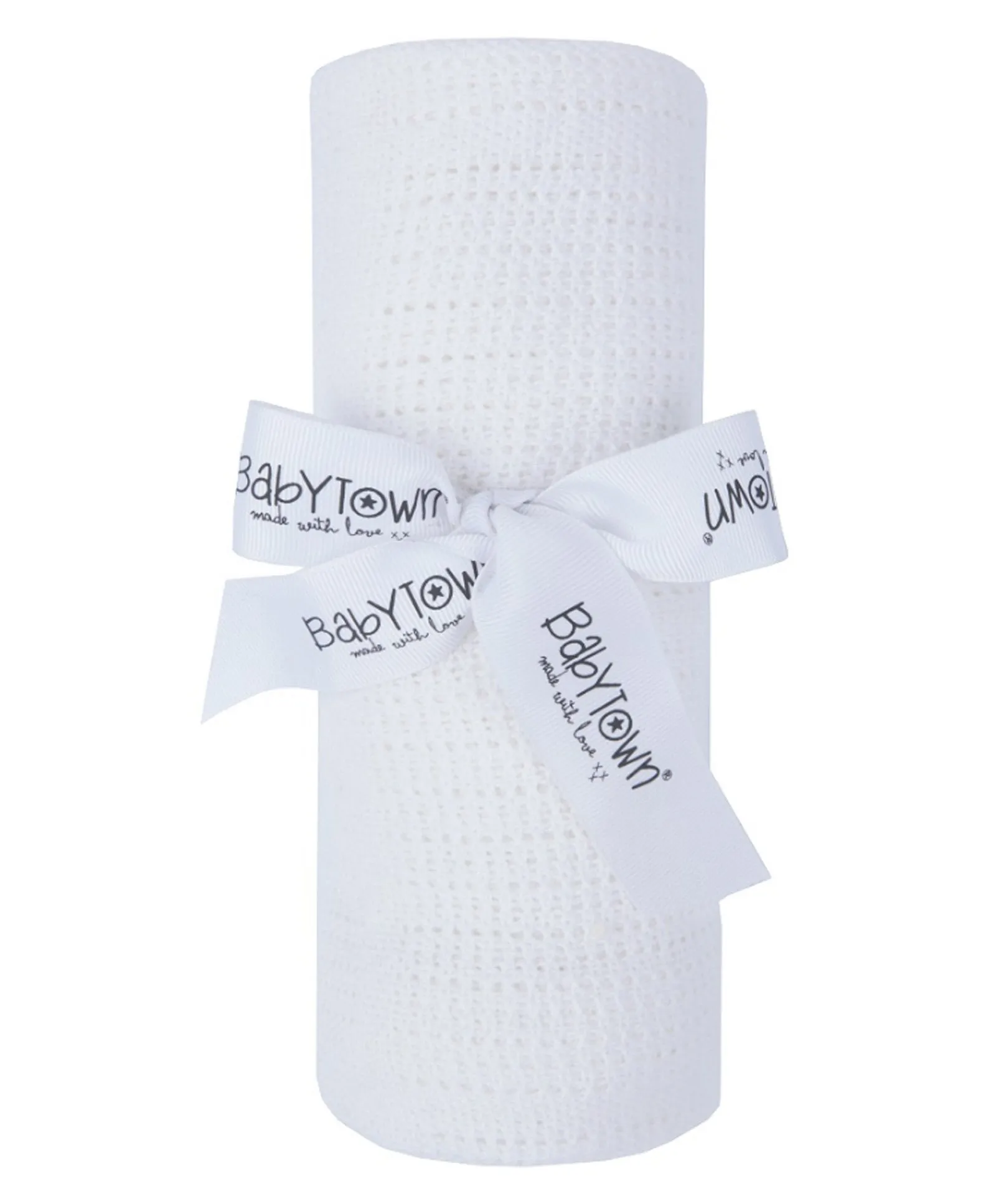 Baby Gift Soft Handle White Cellular Blanket 19C189-W