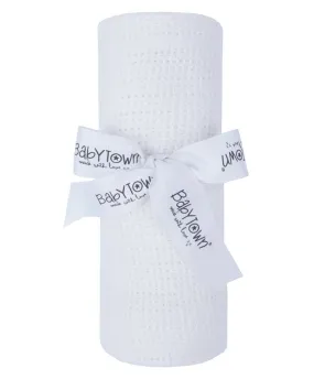 Baby Gift Soft Handle White Cellular Blanket 19C189-W