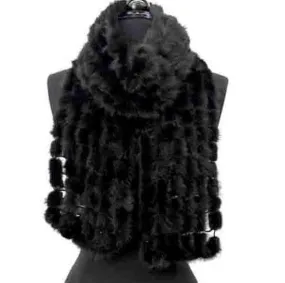 Balled Mink Fur Muffler - Black