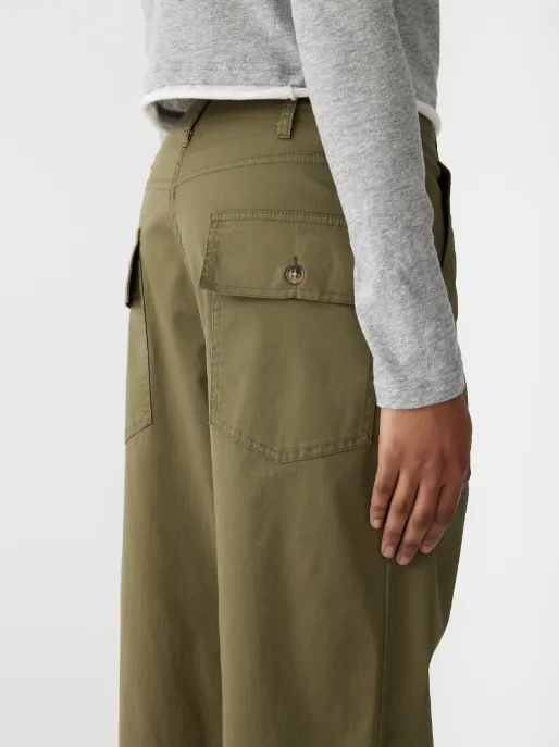 Bassike Stretch Cotton Relaxed Pant - Military