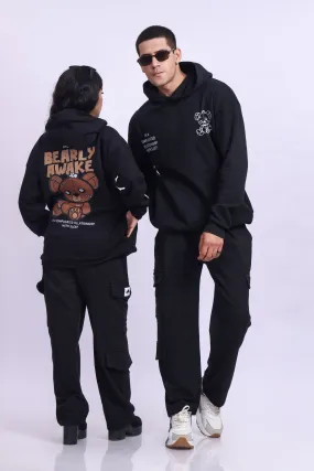 Bearly Awake Black Oversized Hoodie