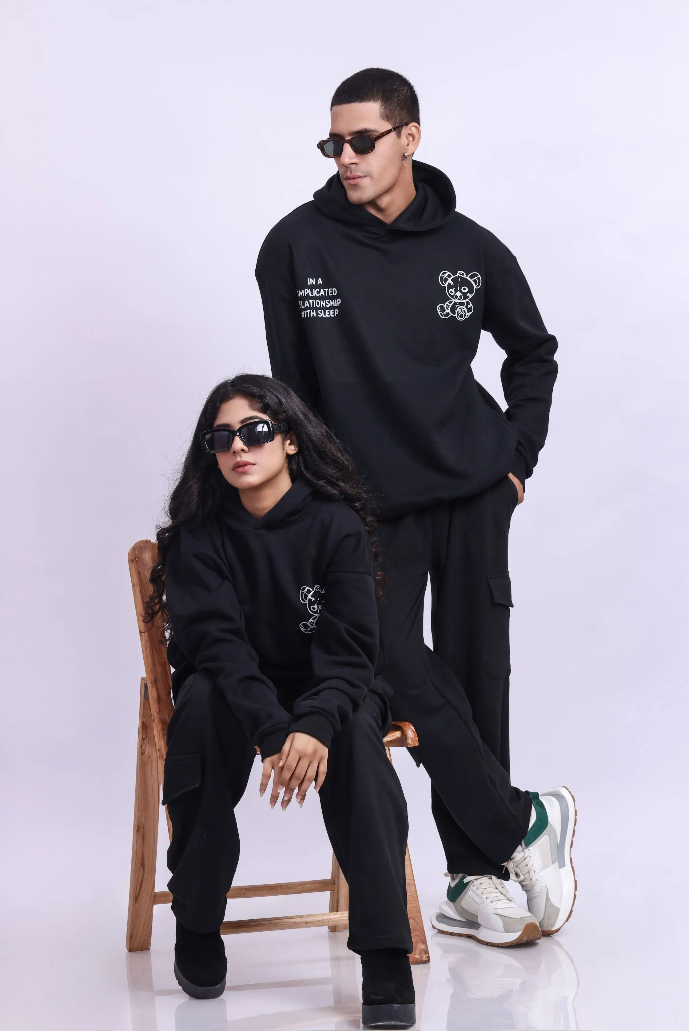 Bearly Awake Black Oversized Hoodie