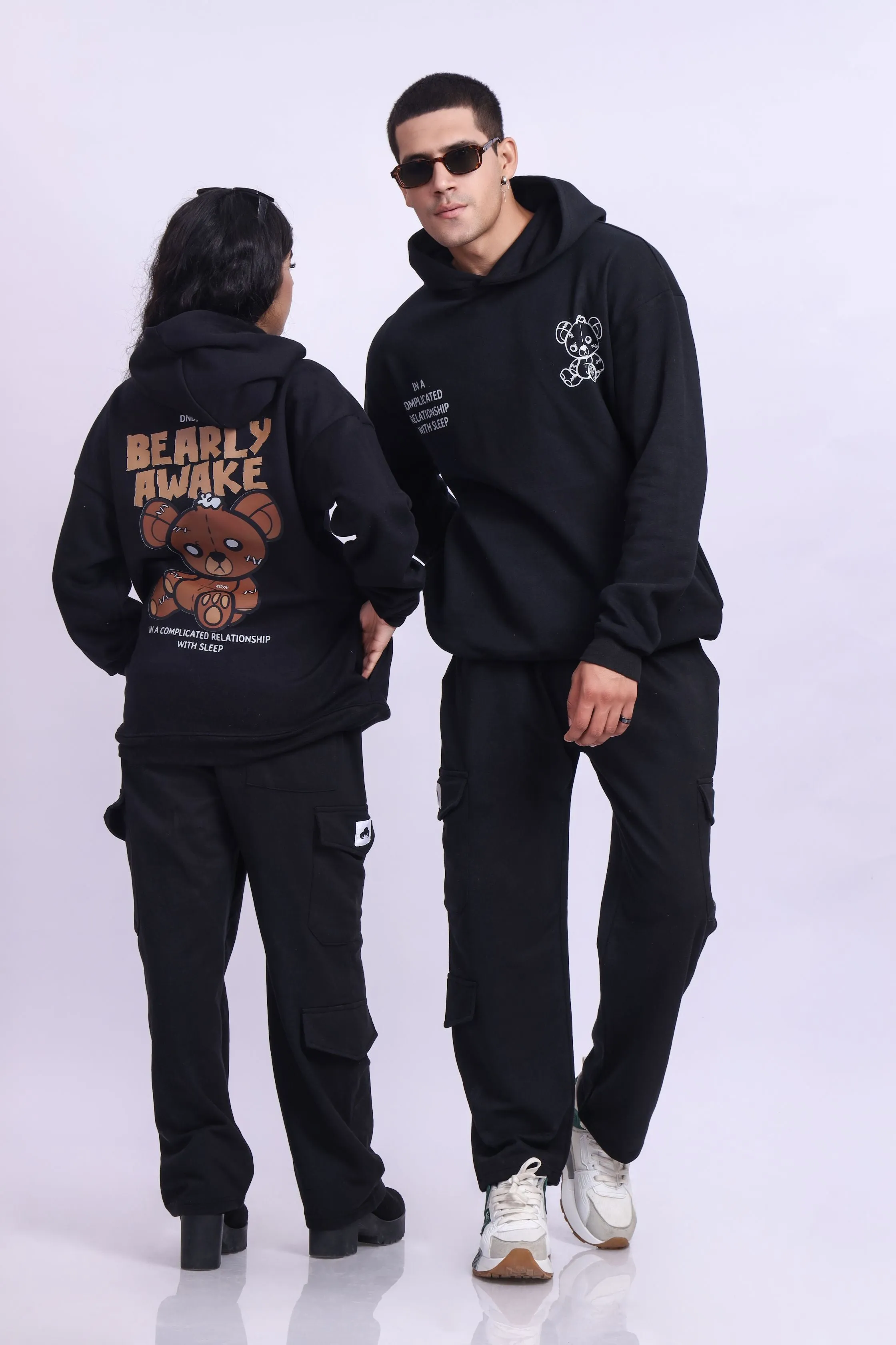Bearly Awake Black Oversized Hoodie