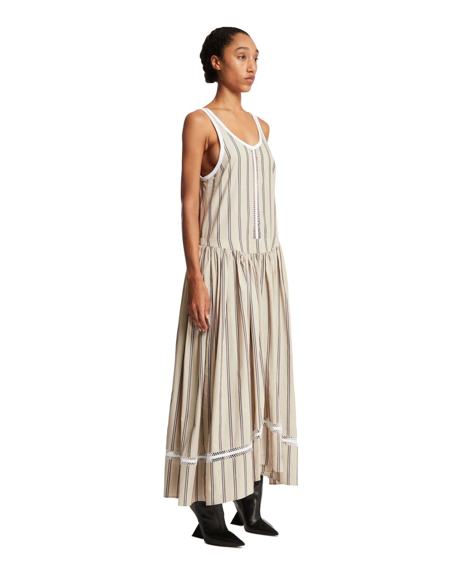 Beige Cotton Maxi Dress
