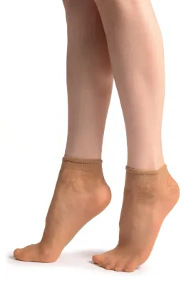 Beige With Wine Leaves Socks Ankle High