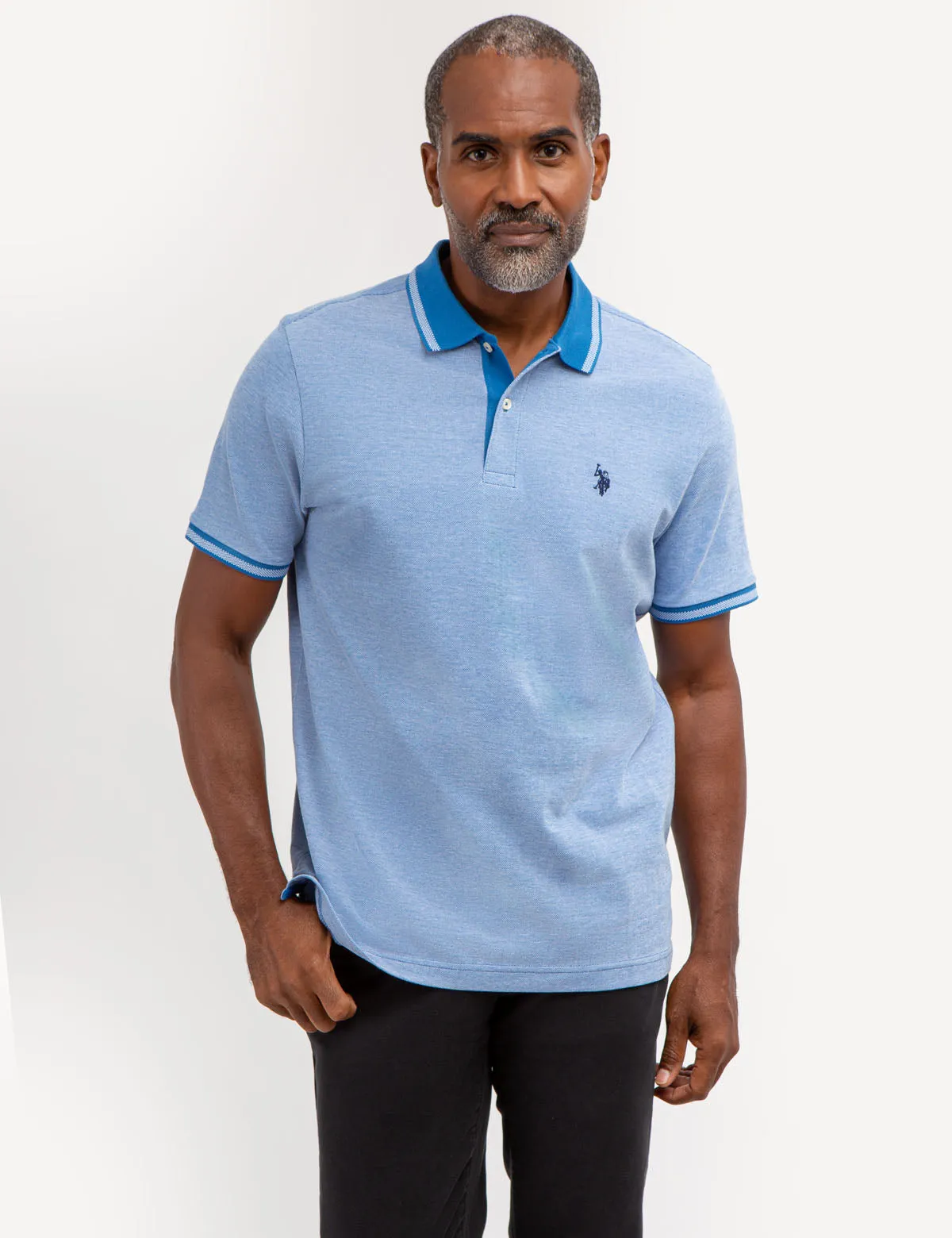 BIRDSEYE CONTRAST COLLAR POLO SHIRT