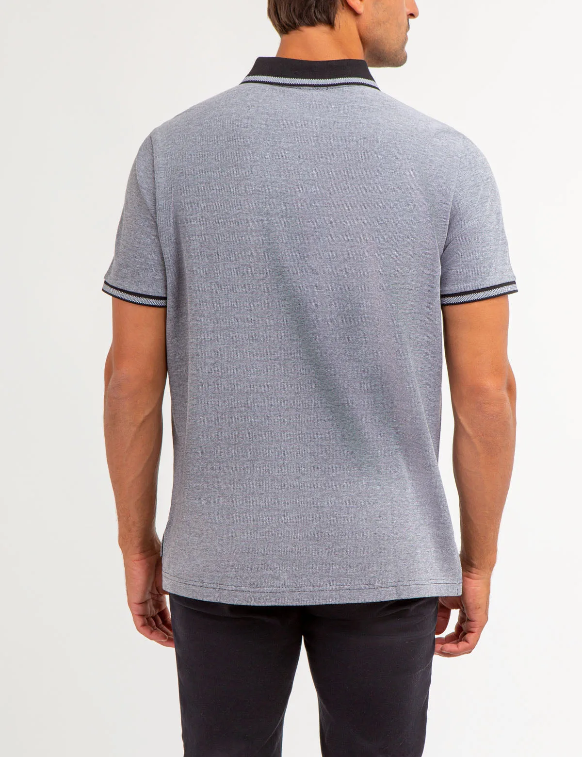 BIRDSEYE CONTRAST COLLAR POLO SHIRT