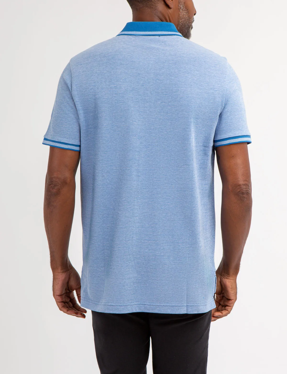 BIRDSEYE CONTRAST COLLAR POLO SHIRT