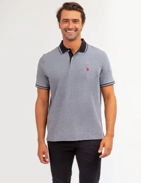 BIRDSEYE CONTRAST COLLAR POLO SHIRT