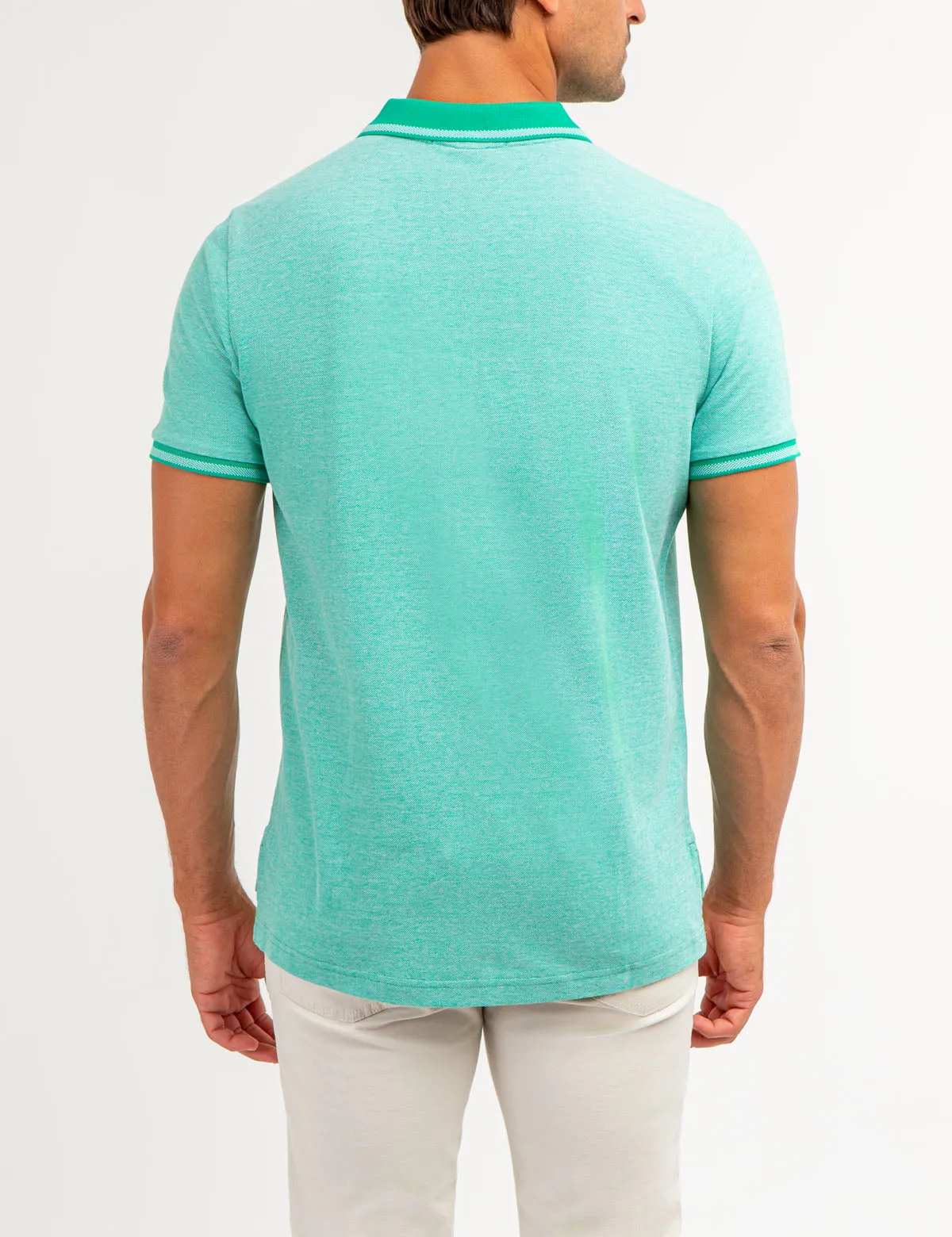 BIRDSEYE CONTRAST COLLAR POLO SHIRT