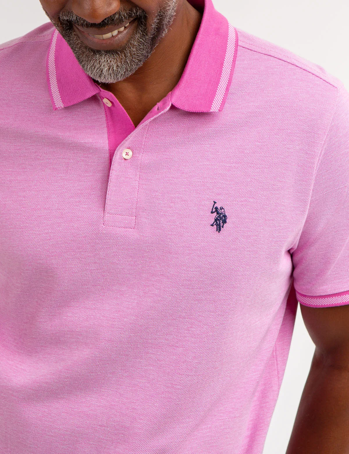 BIRDSEYE CONTRAST COLLAR POLO SHIRT