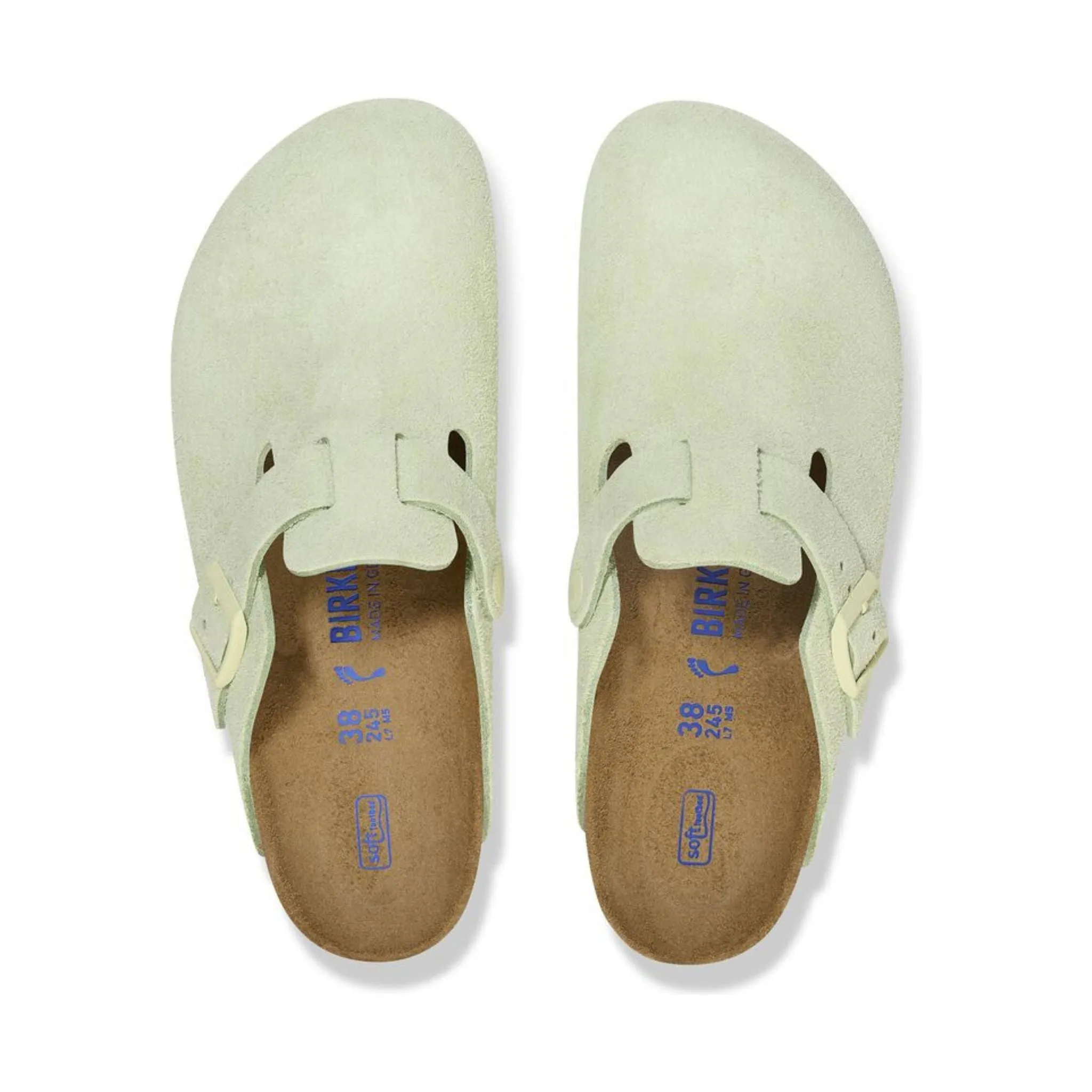 Birkenstock Boston Soft Footbed Suede Leather Clog - Faded Lime