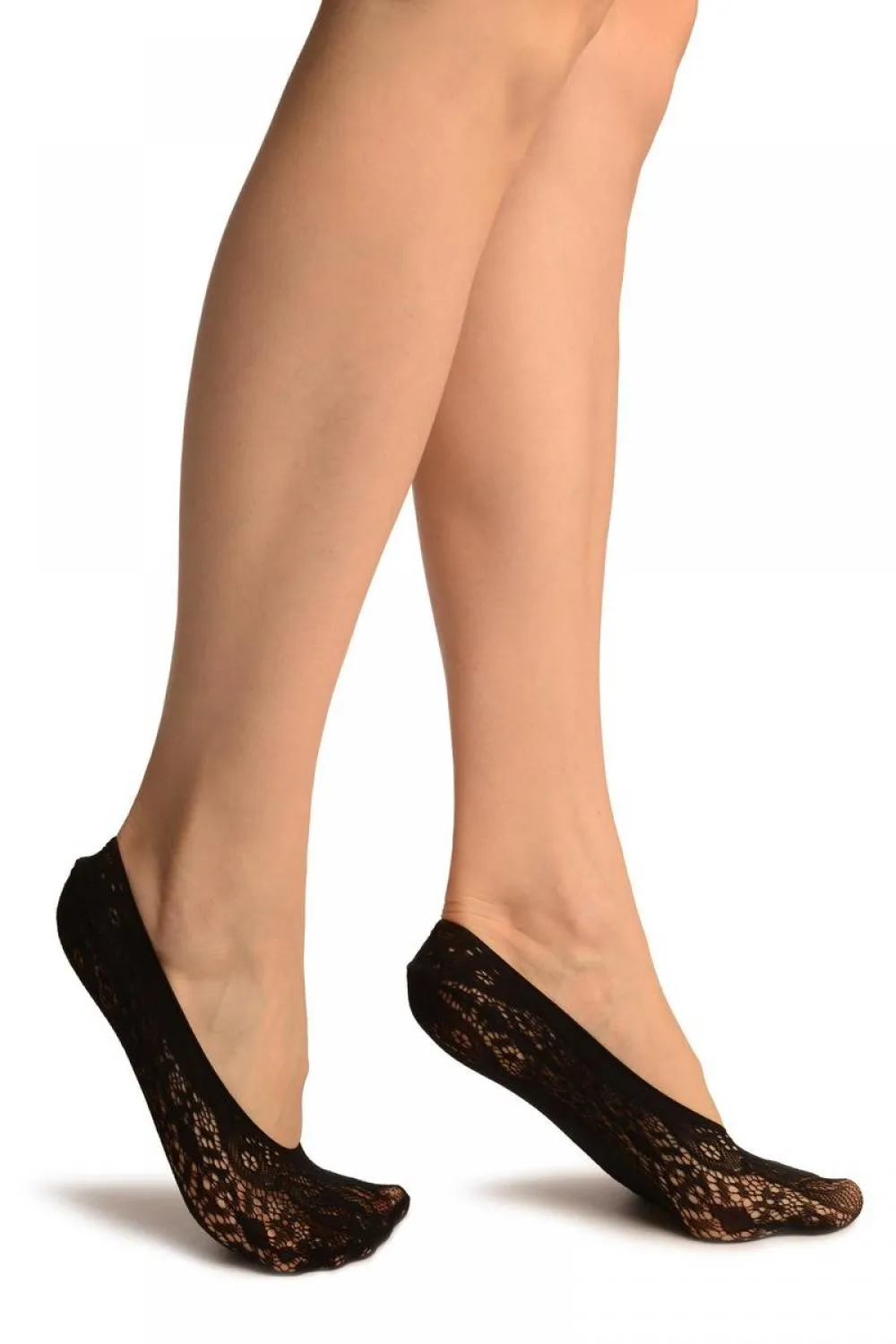 Black Large Roses Lace Footies