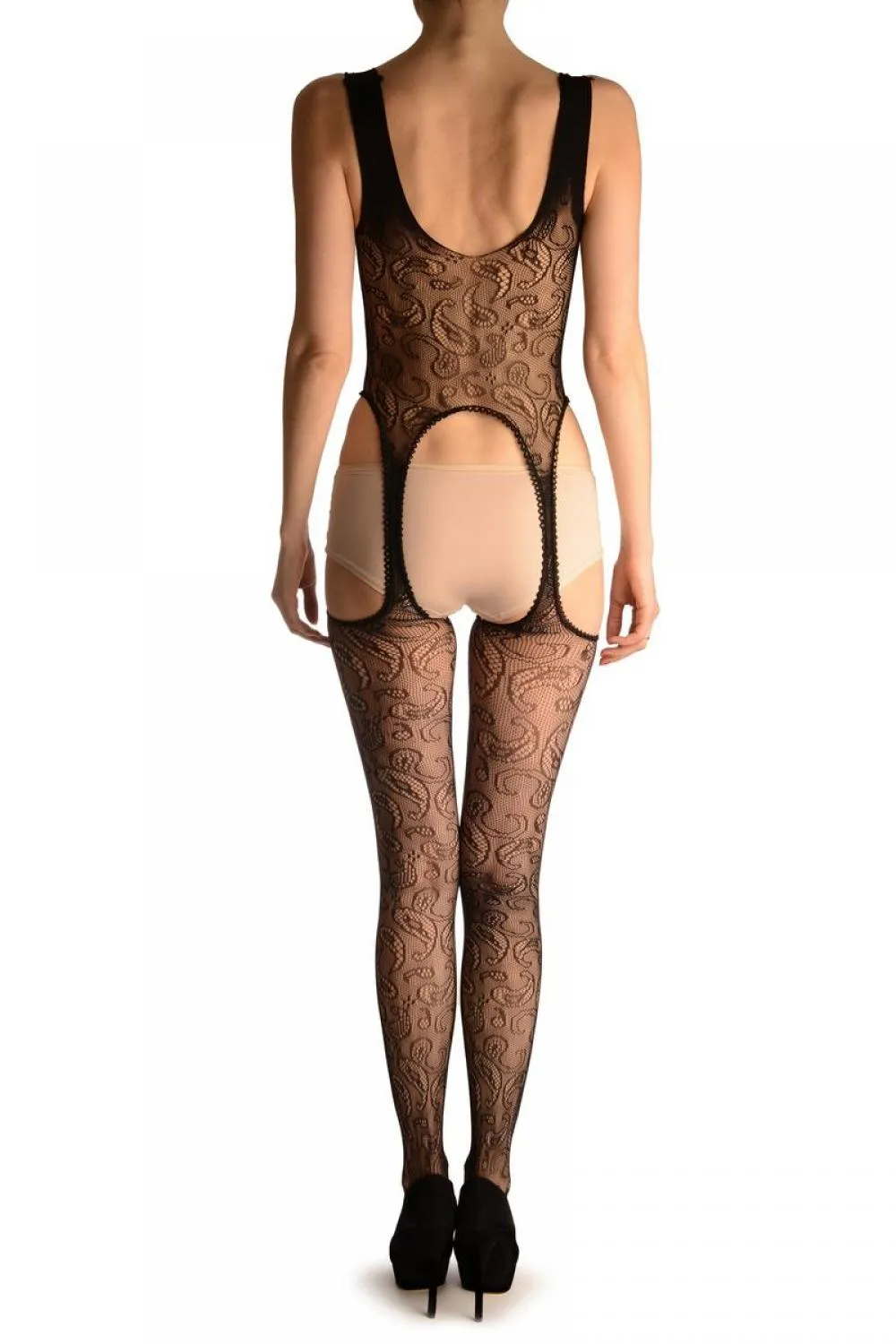 Black Paisley Lace Bodystocking