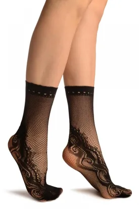 Black Peisleys Lace Socks Ankle High