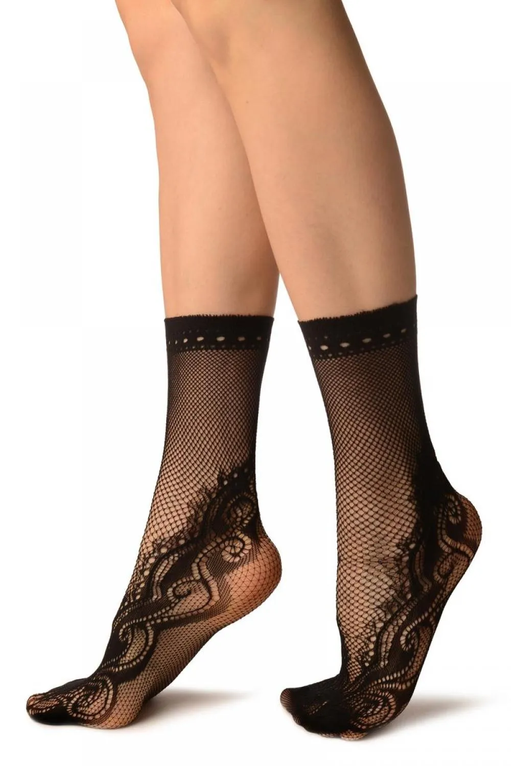 Black Peisleys Lace Socks Ankle High