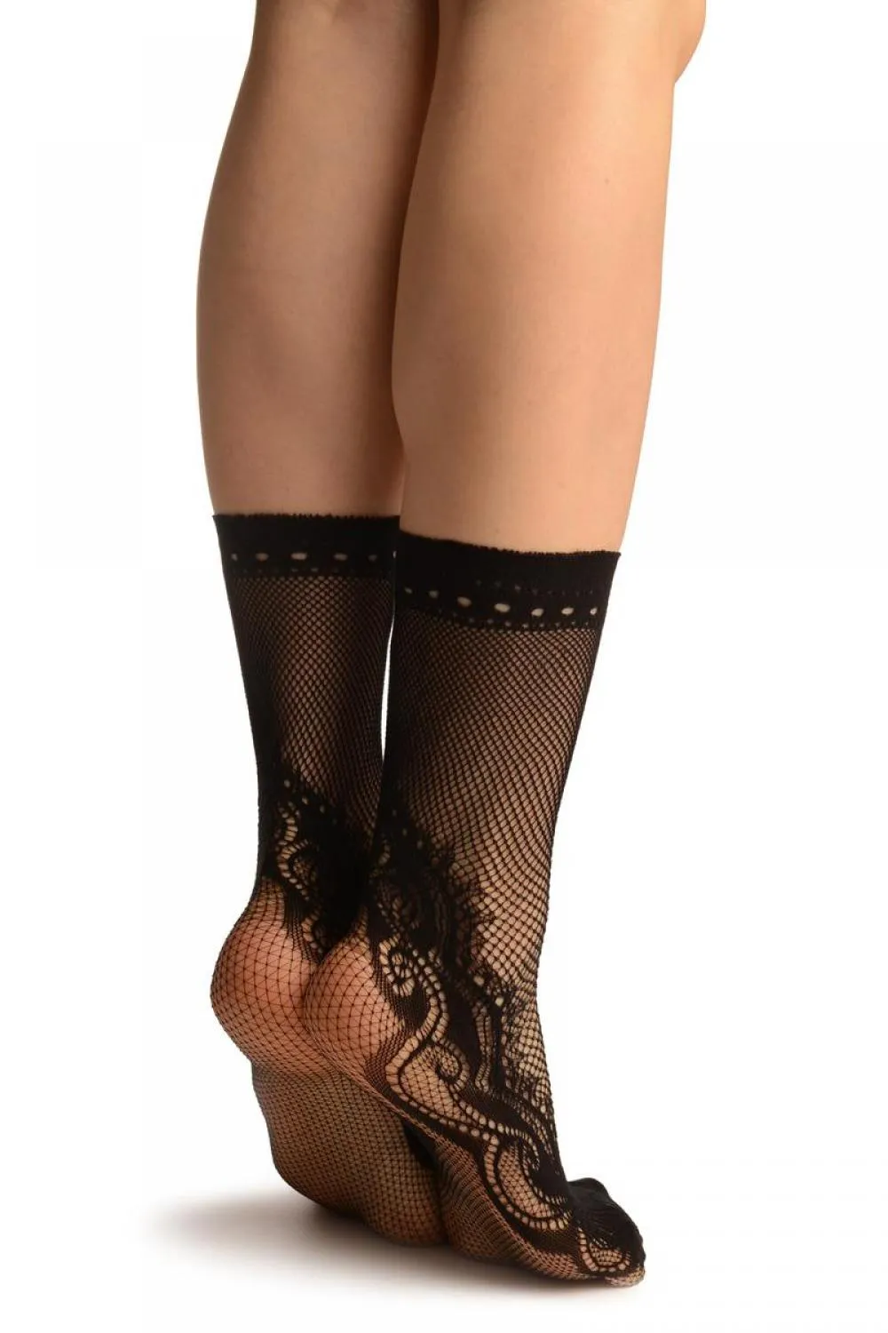 Black Peisleys Lace Socks Ankle High