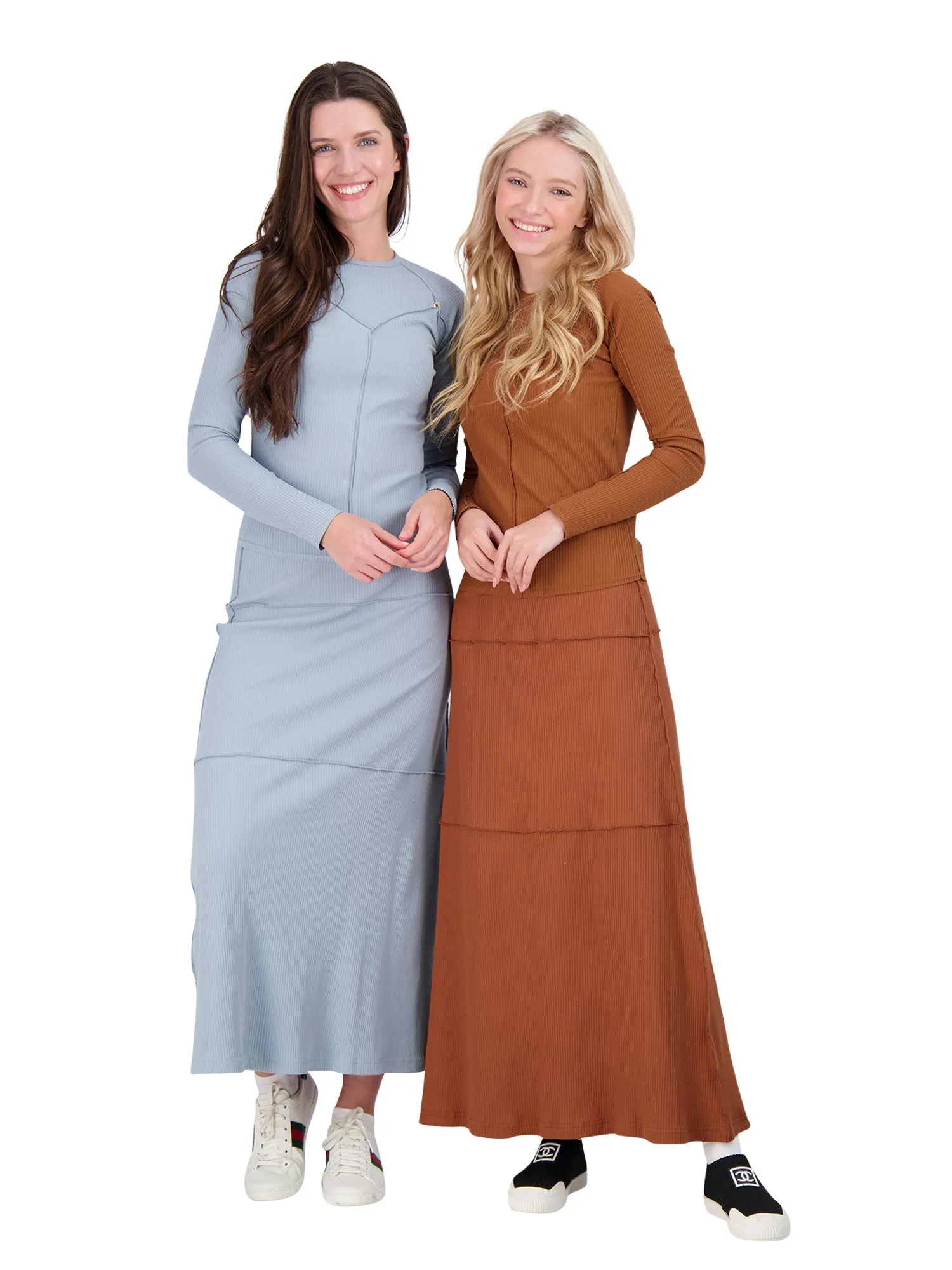 BRB Ribbed Tiered Long Skirt