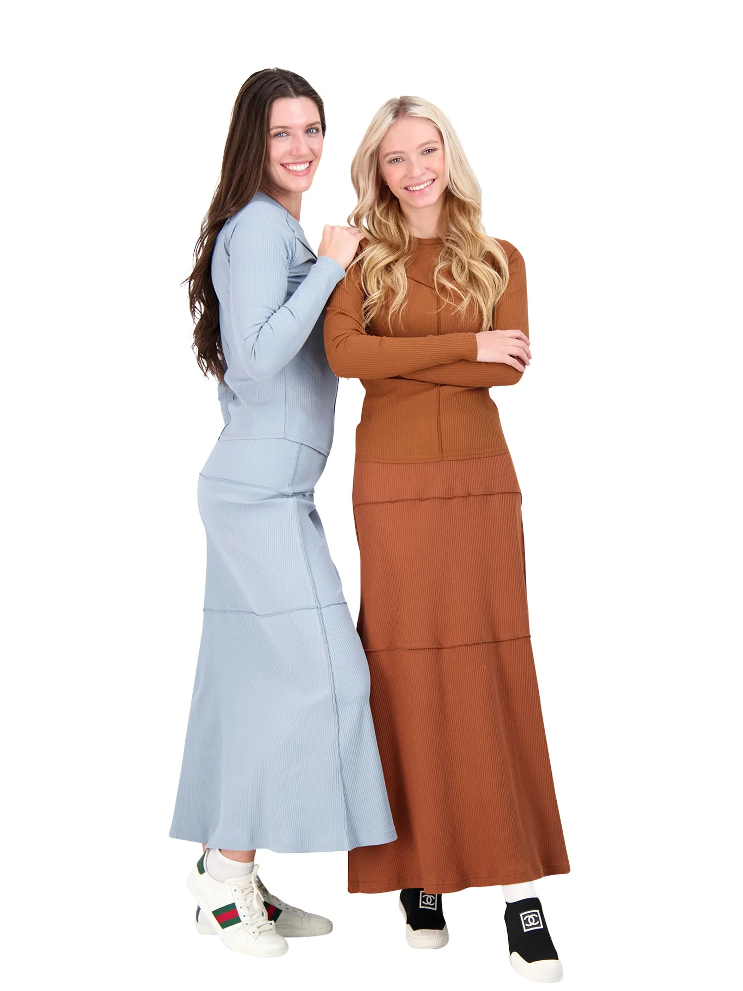 BRB Ribbed Tiered Long Skirt