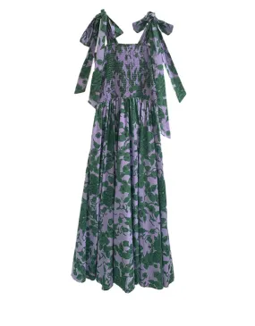 Brooke Floral Midi Sundress - Lilac and Green Floral