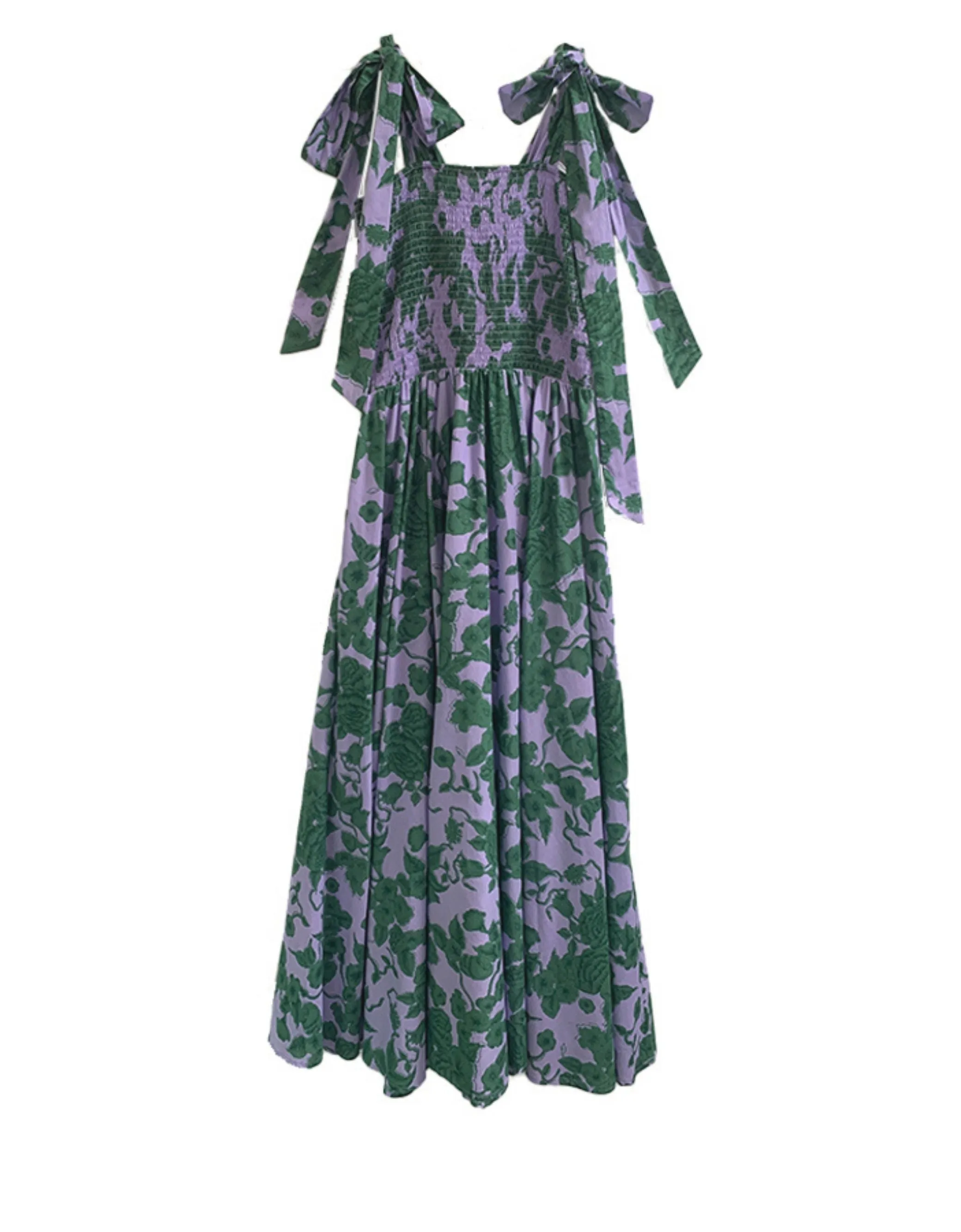 Brooke Floral Midi Sundress - Lilac and Green Floral