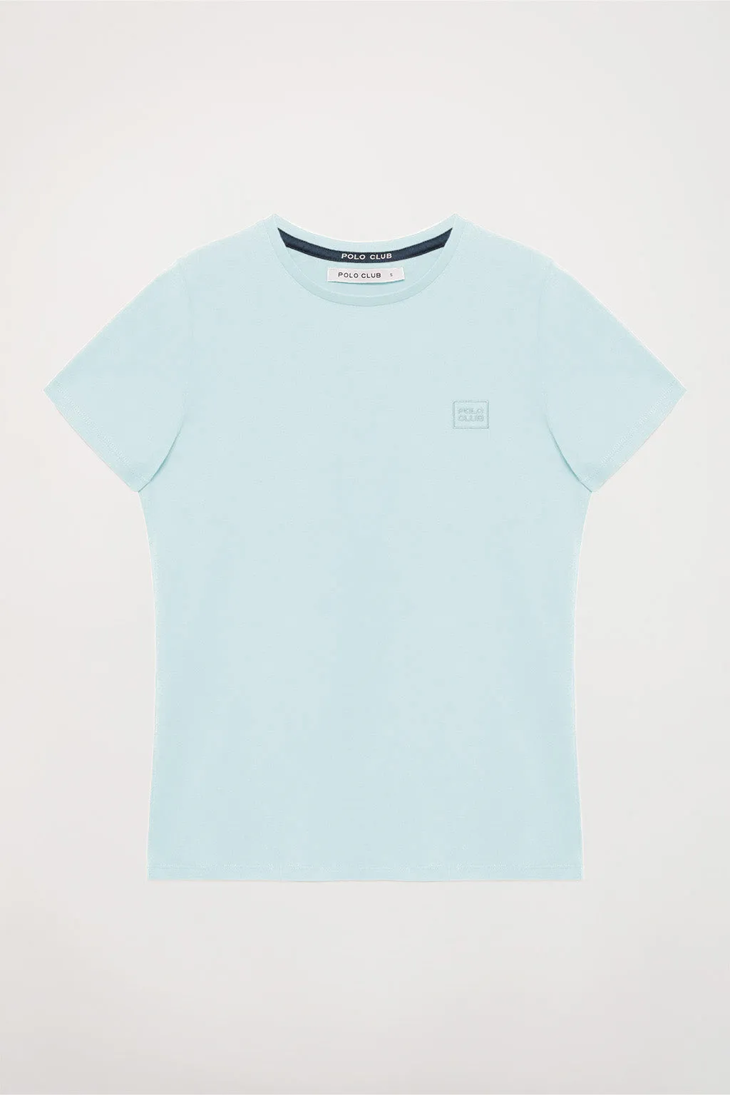 Camiseta básica azul celeste de manga corta con logo Polo Club