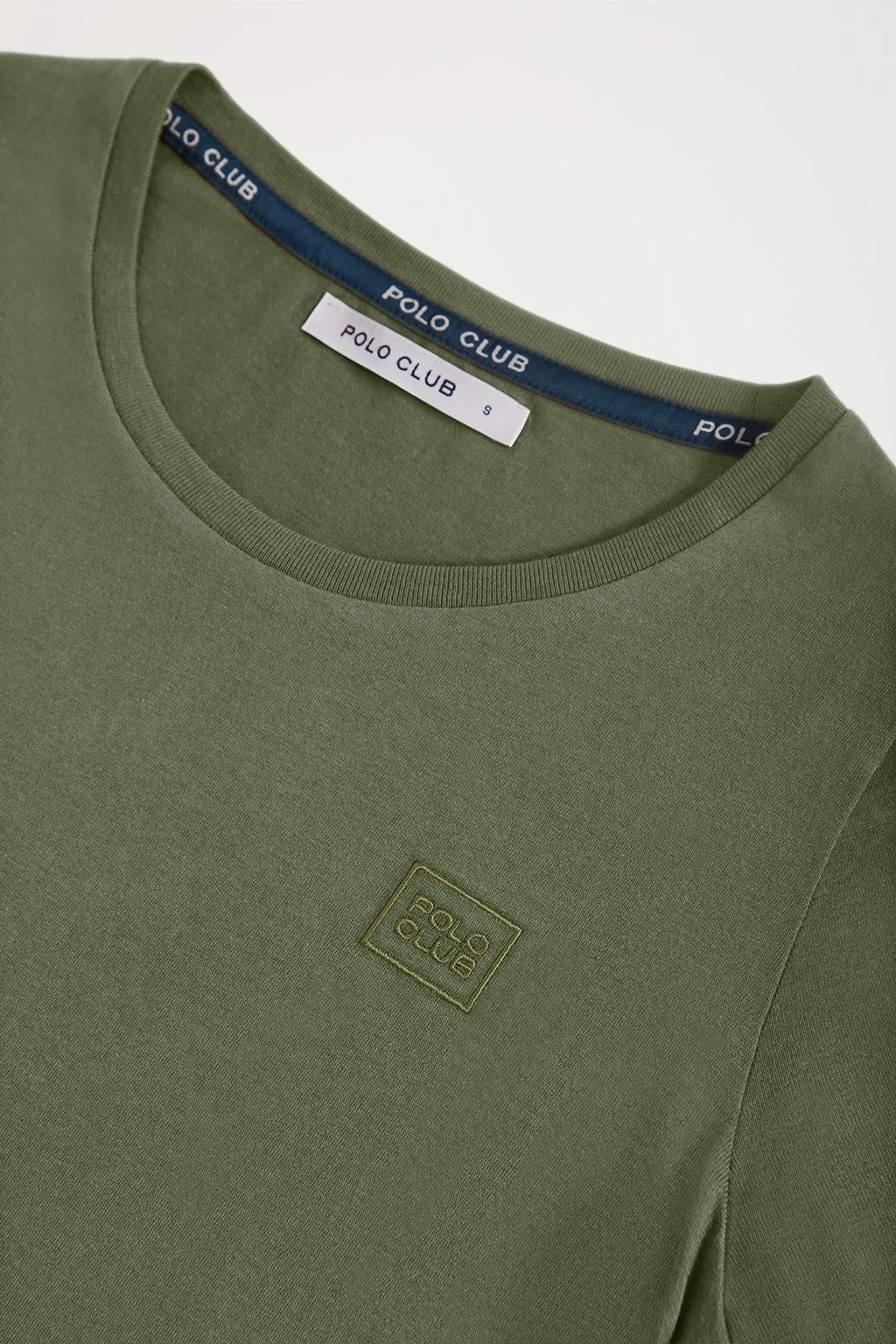 Camiseta básica de manga larga verde con logo Polo Club