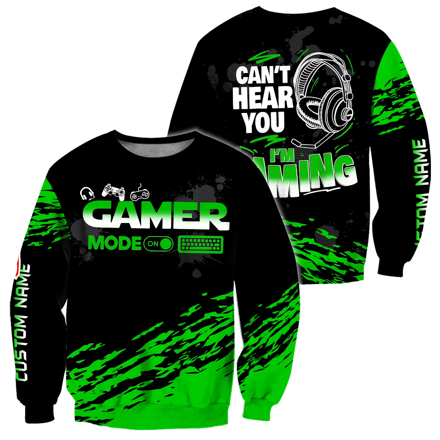 Can't Hear You I'm Gaming Personalized Name Game Mode On 3D Sweatshirt Hoodie for Gamer Christmas