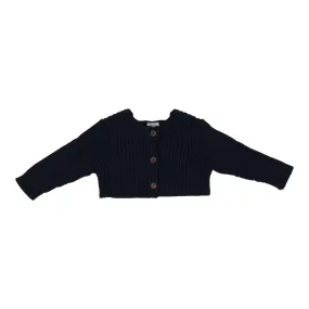 cardigan rib knit shrug - navy